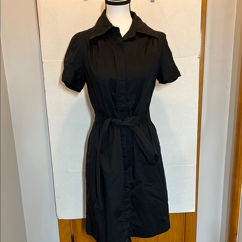 INC International Concepts Black Notched Collar Mini Dress